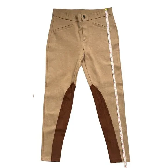 Zara Equestrian Riding Pants Brown Patch Quiet Luxury Preppy Chic Size Medium - Picture 8 of 14